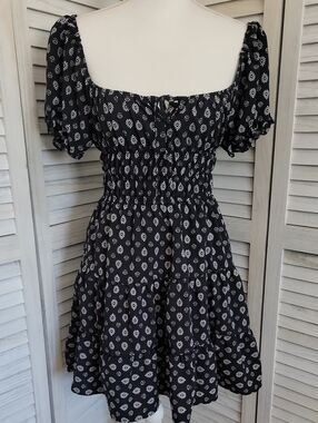 Liberty Love Black & White Mini Dress with White Floral Print